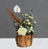 Wooden base with anthurium