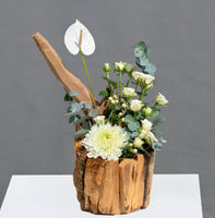 Wooden base with anthurium