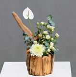 Wooden base with anthurium